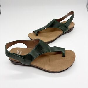 Dansko Reece Sandals Leather Green Toe Ring Adjustable Slingback Size 37 Comfort